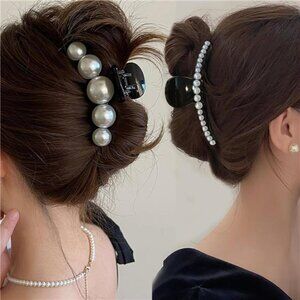 Pearl & Resin Claw Clips (4-Pack) | Durable Non-Slip Hair Accessories
